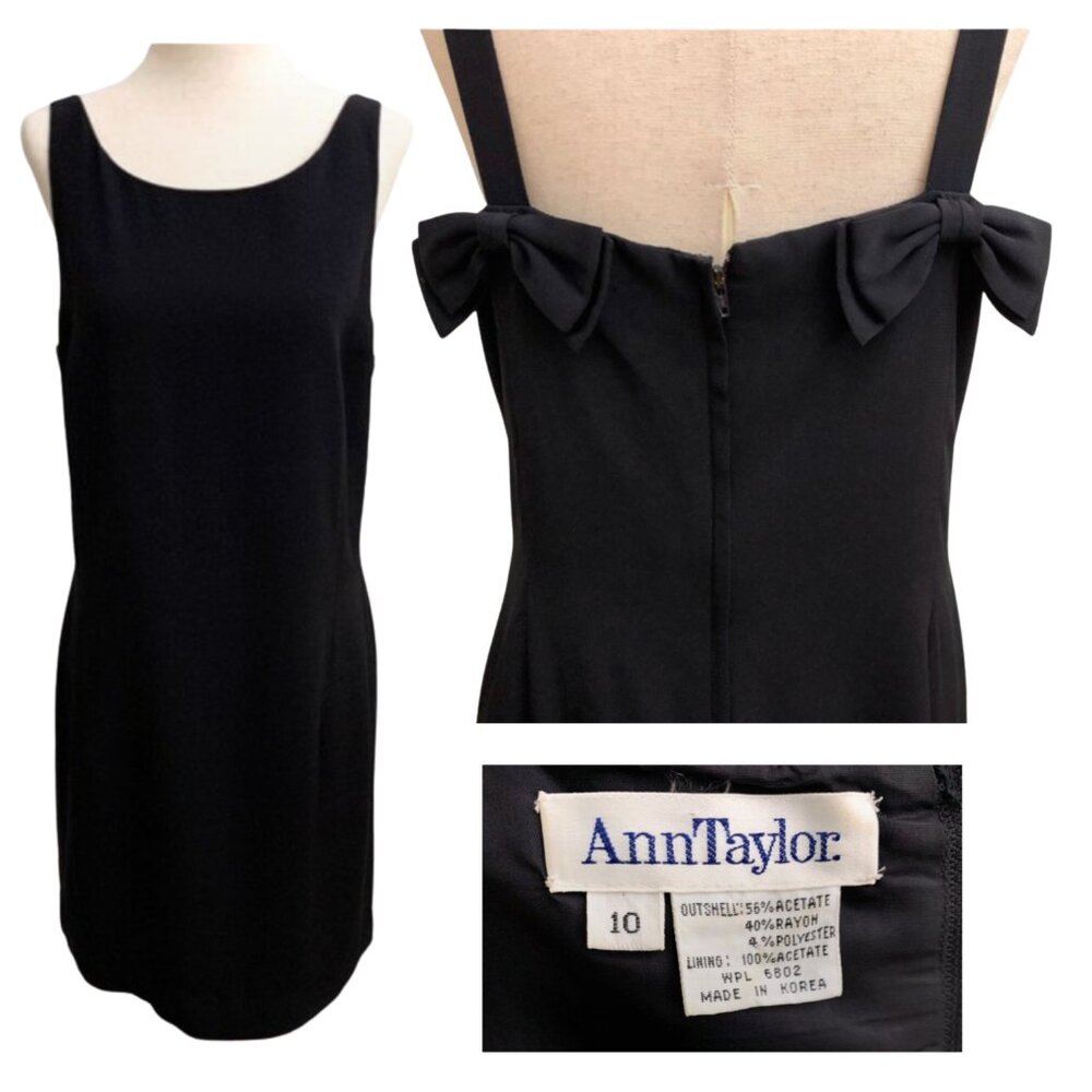 Vintage Ann Taylor Black Bow‎ Dress Size 10